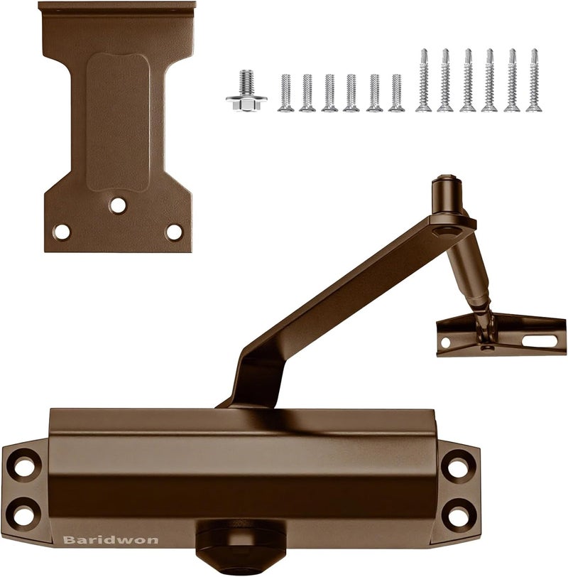 Baridwon Medium Classic Coffee Door Closer - Earth-Tone Finish for Cafes/Homes, Adjustable Hold Open & Quiet Auto Closure - Image 1